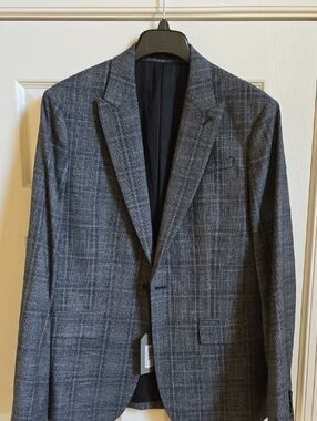 AllSaints Gray Windowpane Sport Coat